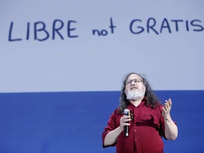 Richard Stallman en su reciente intervenci&oacute;n en RETINA