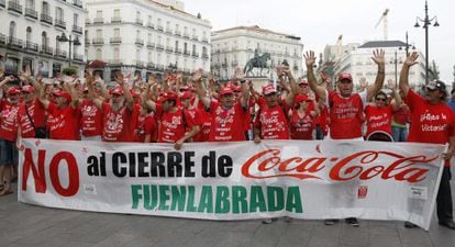 Protesta por el cierre de Coca-Cola en Fuenlabrada.