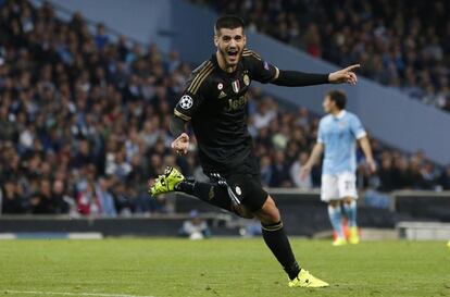 Álvaro Morata celebra un gol en la primera jornada de Champions.