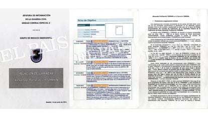 Vista de los documentos de la Guardia Civil sobre la investigación a Torshin en España.