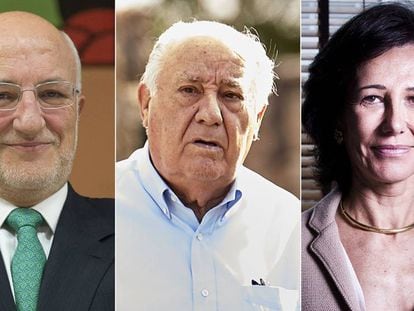 Juan Roig, Amancio Ortega y Ana Botín.