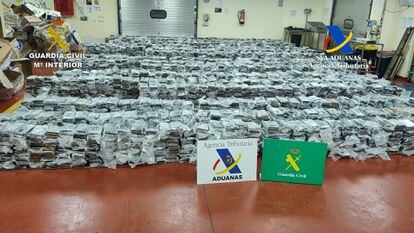 Imagen de las cinco toneladas de cocaína intervenidas en el Puerto de Valencia.