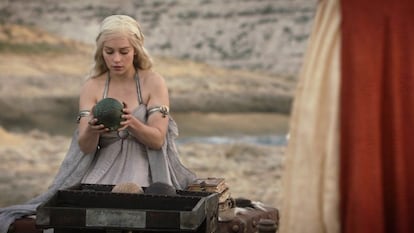 Emilia Clarke, as Daenerys Targaryen in the first episode of 'Game of Thrones'.