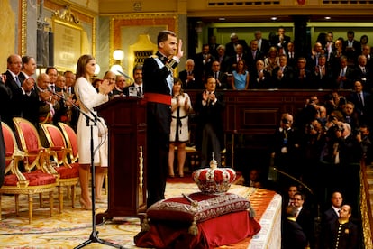 Ceremony of proclamation of Felipe VI in Congress in June 2014.