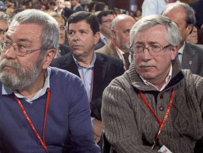 El secretario general de UGT, C&aacute;ndido M&eacute;ndez, y de Comisiones Obreras, Ignacio Fern&aacute;ndez Toxo.