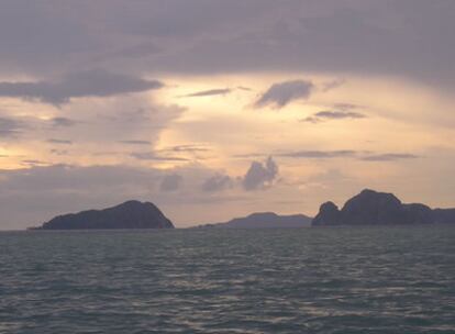 Atardecer en el archipiélago Bacuit, cerca de El Nido (Filipinas)