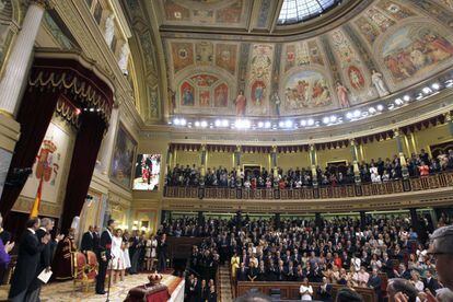 Sesión solemne de proclamación de Felipe VI por las Cortes Generales, reunidas hoy en el Palacio de la Cámara Baja para este acontecimiento.