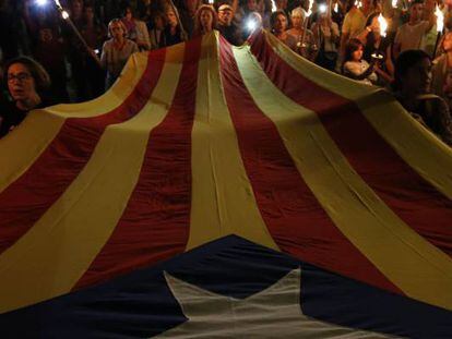 Manifestación independentista previa a la celebración de la Diada.