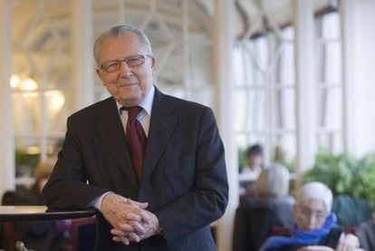 El expresidente de la Comisión Europea, Jaques Delors, el pasado lunes en San Sebastián.