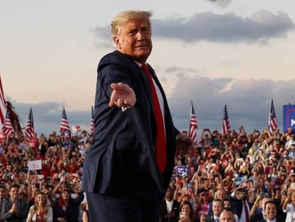 El presidente de EE UU, Donald Trump, en un acto electoral en Florida celebrado el lunes 12 de octubre.