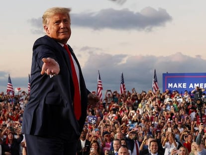 El presidente de EE UU, Donald Trump, en un acto electoral en Florida celebrado el lunes 12 de octubre.