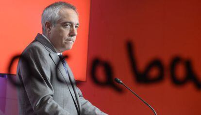 Pere Navarro, ayer durante el anuncia de su dimisión.