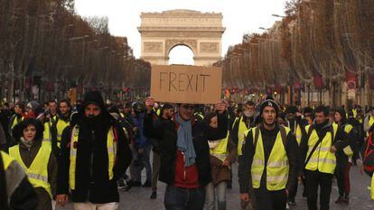 Manifestación de chalecos amarillos el sábado en París. 