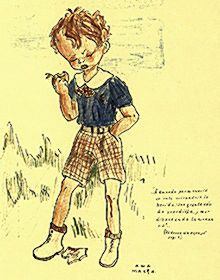 Eduardo, el principal personaje del cuento <i>Un trozo de espejo,</i> que Ana María Matute dibujó a los 12 años.