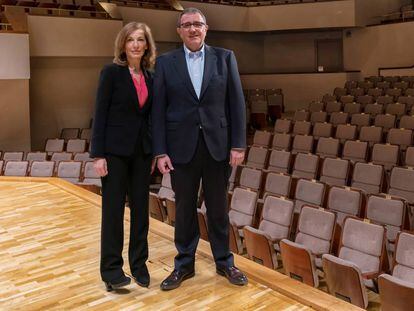 Félix Palomero y Amaya de Miguel, este martes en el Auditorio Nacional.