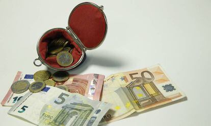 Billetes y monedas de euro.
