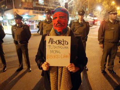 Manifestaci&oacute;n a favor del aborto en Santiago de Chile