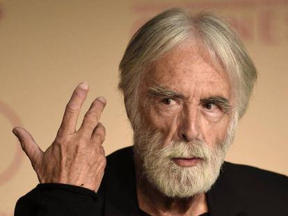 El cineasta austriaco Michael Haneke asiste a la rueda de prensa de la pel&iacute;cula &quot;Happy End&quot;, durante la 70 edici&oacute;n del Festival Internacional de Cine de Cannes (Francia).