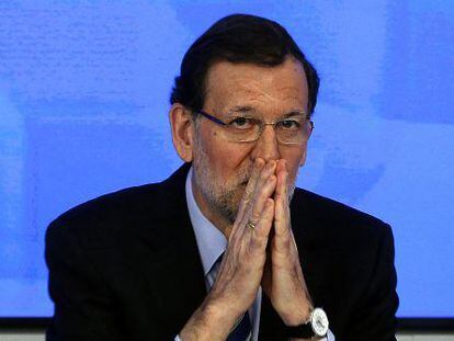 Mariano Rajoy, en la sede del PP.