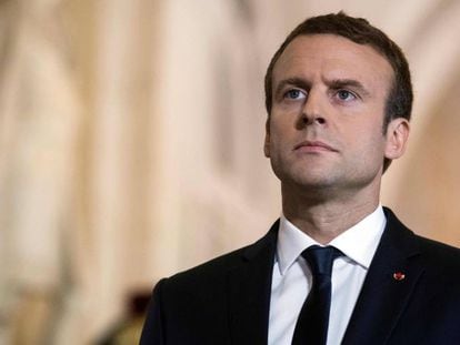 Emmanuel Macron en Versalles este lunes. 