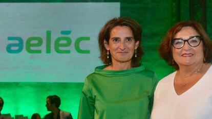 Teresa Ribera, vicepresidenta de Transición Ecológica, y Marina Serrano, pesidenta de Aelec, en una imagen de archivo.