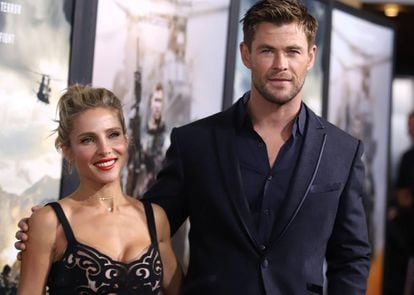 Elsa Pataky y Chris Hemsworth en un estreno en Nueva York.