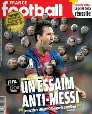 Portada de France Football con el titular 'Un enjambre anti-Messi' en referencia a la lucha por el Balón de Oro