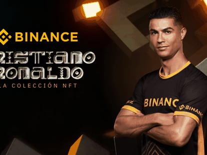 Cartel promocional de los NFT lanzados por Binance junto a Cristiano Ronaldo.