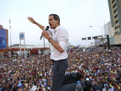 Juan Guaidó, este sábado en un acto con simptatizantes en Maracaibo.
