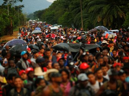 La caravana de migrantes cerca de Escuintla, México, el 20 de noviembre .