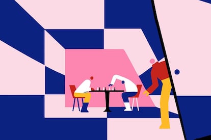 Fotograma de Safe Spaces, un corto de animación de de Alex Grigg sobre un texto de Trevor Noah (https://vimeo.com/268941867)