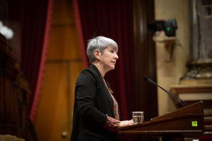 La consejera de Justicia, Lourdes Ciuró, durante una intervención en el Parlament, en febrero.