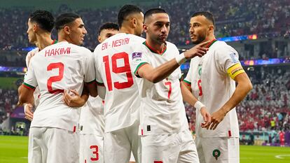 La estrella marroquí, Hakim Ziyech celebraba su gol frente a Canadá en la última jornada de la fase de grupos.