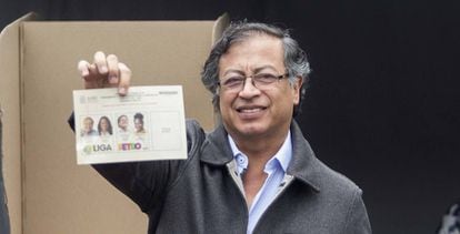 Gustavo Petro, este domingo, en las elecciones presidenciales de Colombia.