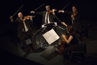 Concierto del Cuarteto Quiroga en el Teatro Lara de Madrid en febrero de 2017.