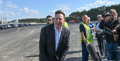 Elon Musk, el 3 de septiembre en una fábrica de Tesla en Gruenheide (Alemania).