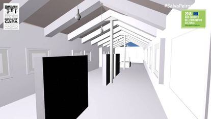 La sala de exposiciones del museo en la casa de Vallecas que fotografió Capa.