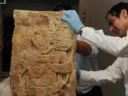 La estela de La Mar llega al Museo Nacional de Antropología en Ciudad de México.