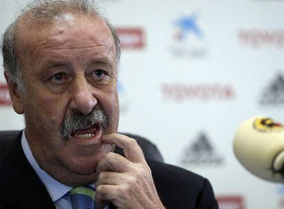 Del Bosque durante la rueda de prensa celebrada en la Ciudad de Las Rozas