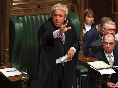 John Bercow dirige uno de los debates sobre el Brexit en la Cámara de los Comunes,  en octubre de 2019.