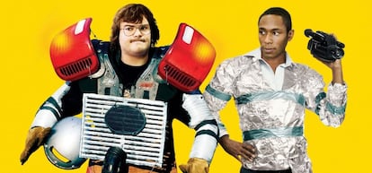 Una imagen promocional de 'Rebobine, por favor' (2008), de Michel Gondry.