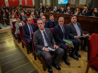 Los 12 líderes independentistas catalanes, en el Tribunal Supremo durante el juicio del 'procés'.