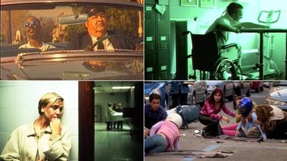 Capturas de cuatro campañas de concienciación vial emitidas en televisión desde los años 80.