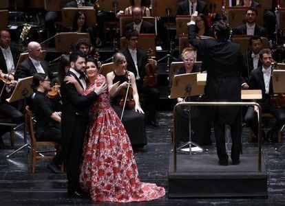 Yusif Eyvazov y Anna Netrebko, en el Teatro Real el viernes.