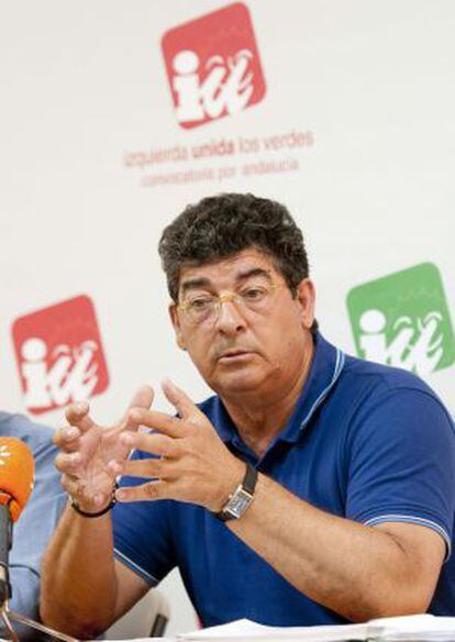 El coordinador general de IU y vicepresidente de la Junta de Andalucía, Diego Valderas, este lunes en Sevilla.