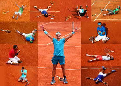Nadal, celebrando sus 11 títulos en Roland Garros.