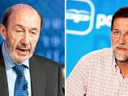 Los candidatos de PSOE y PP, Alfredo Pérez Rubalcaba y Mariano Rajoy