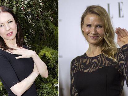 La actriz Renée Zellweger en 2004 y, a la derecha, en 2014.