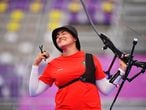 Tokyo 2020 Olympics - Archery - Women's Individual - Quarterfinals - Yumenoshima Archery Field, Tokyo, Japan - July 30, 2021. Alejandra Valencia of Mexico reacts REUTERS/Clodagh Kilcoyne