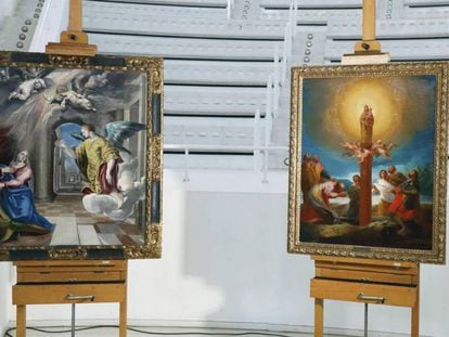 Las obras de El Greco y Goya en junio de 2017, cuando fueron depositados en el MNAC.